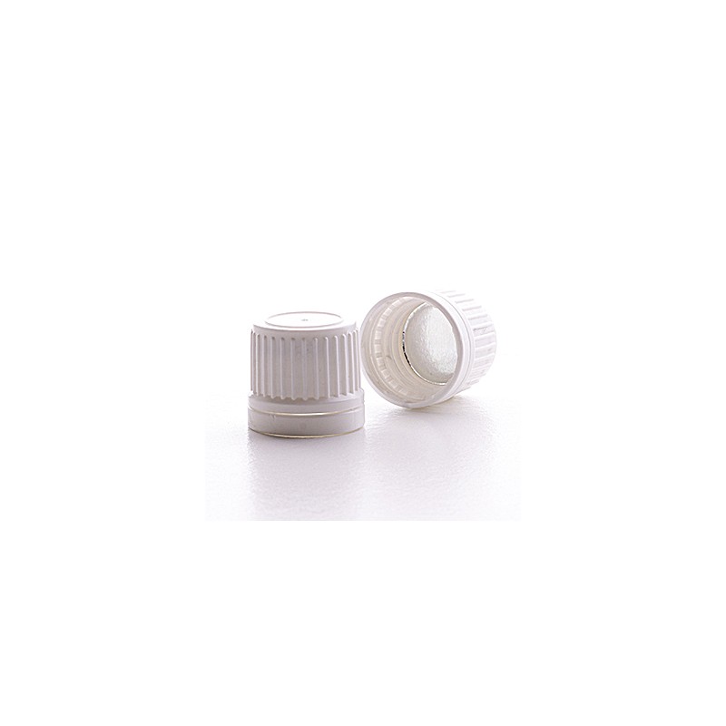 18mm White Tamper Evident Foil Lined Cap